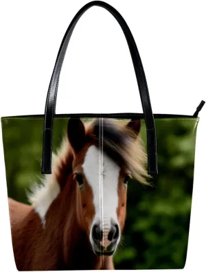 Purses for Women,Tote Bag Aesthetic,Women's Tote Handbags,Jungle Animal Horse Pattern