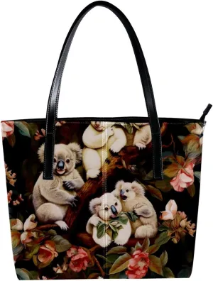 Purses for Women,Tote Bag Aesthetic,Women's Tote Handbags,Jungle Animal Plant Flower Pattern