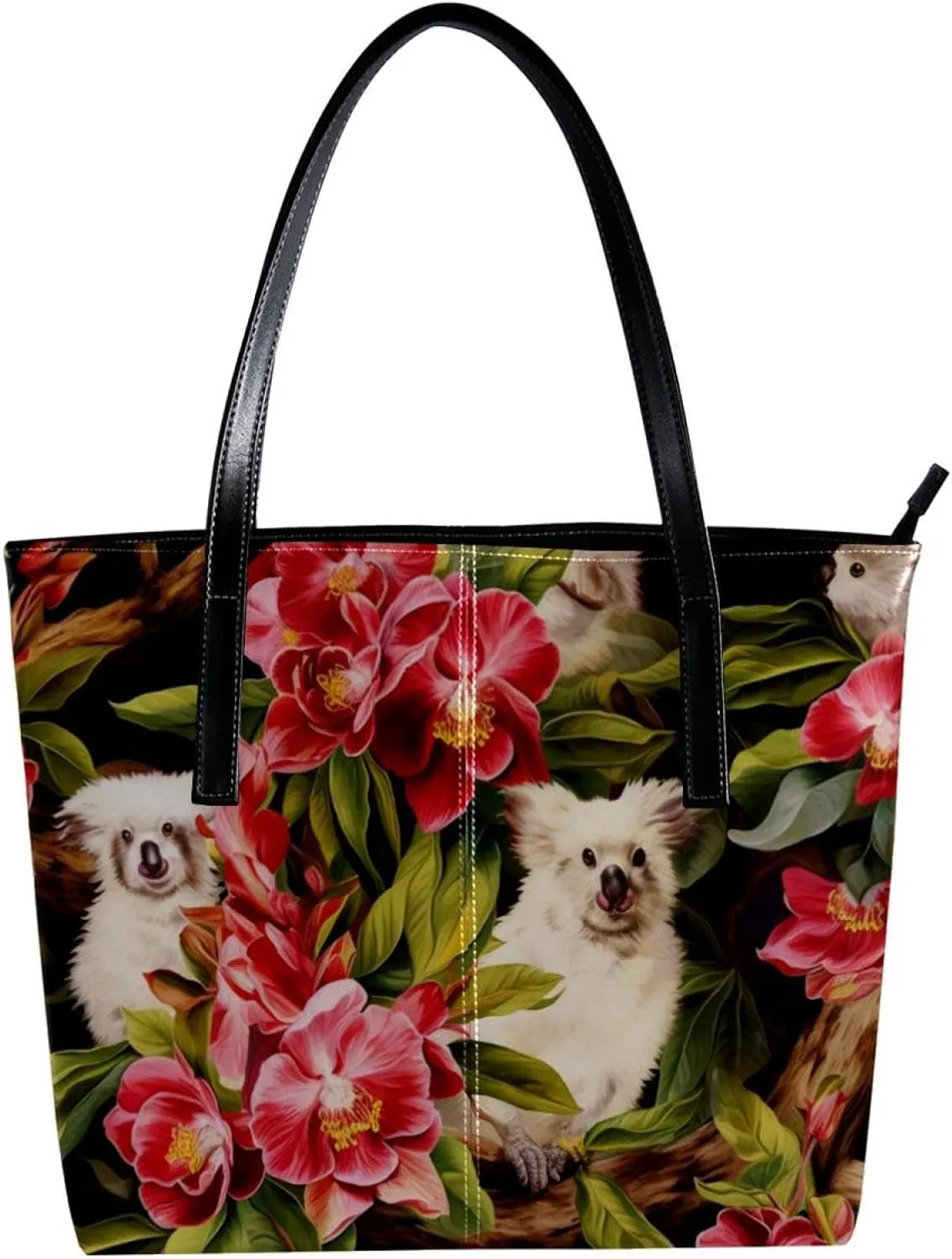 Purses for Women,Tote Bag Aesthetic,Women's Tote Handbags,Jungle Animal Plant Flower Pattern