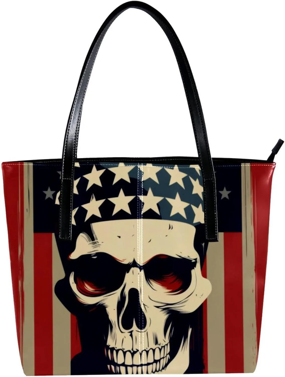 Purses for Women,Tote Bag Aesthetic,Women's Tote Handbags,Patriot Day Art Skull Pattern