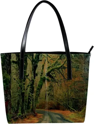 Purses for Women,Tote Bag Aesthetic,Women's Tote Handbags,Scenic Road in Forest