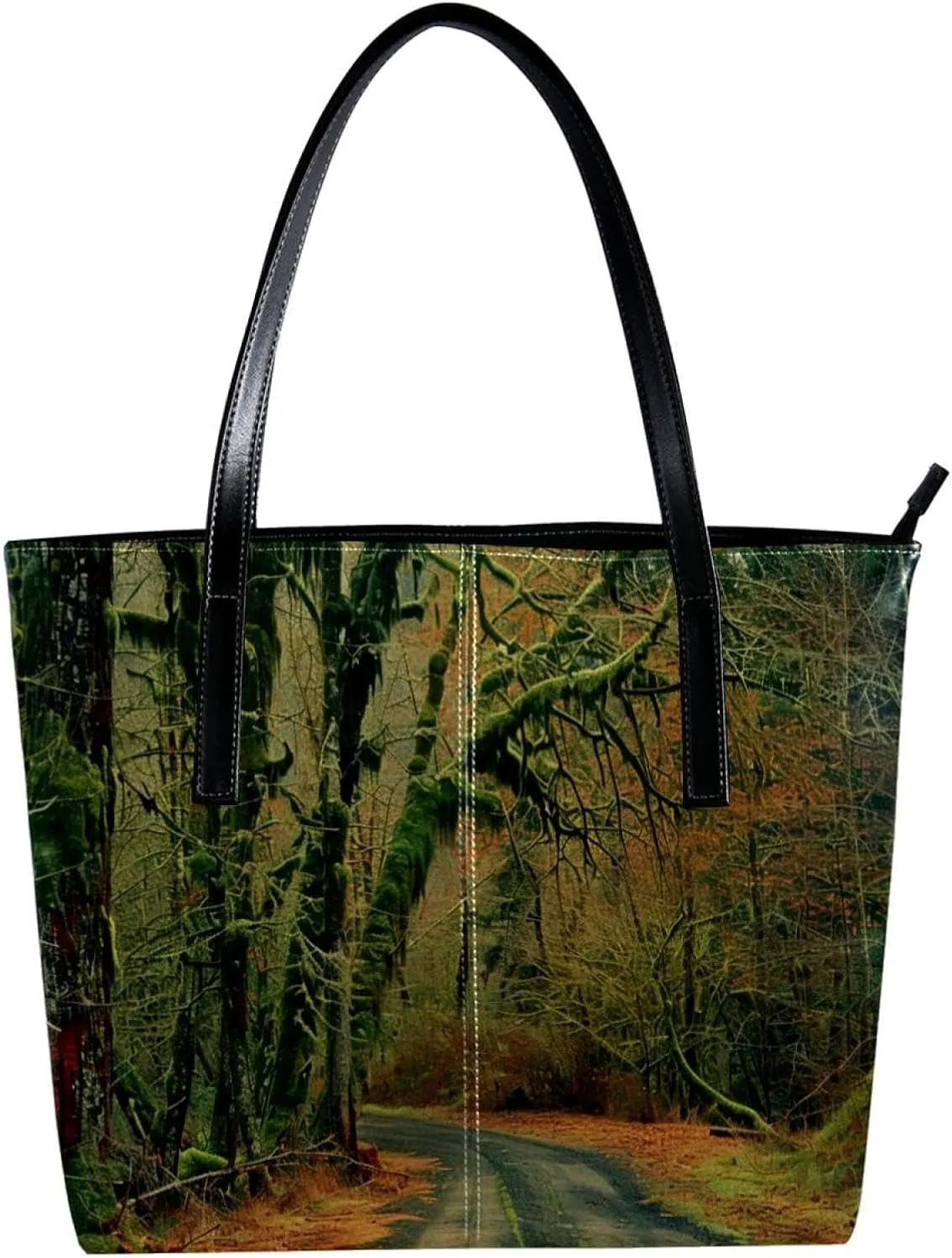 Purses for Women,Tote Bag Aesthetic,Women's Tote Handbags,Scenic Road in Forest