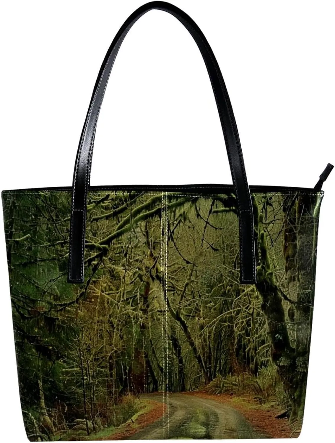 Purses for Women,Tote Bag Aesthetic,Women's Tote Handbags,Scenic Road in Forest