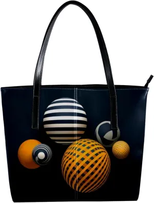 Purses for Women,Tote Bag Aesthetic,Women's Tote Handbags,Spheres Stripe Vector Art Pattern