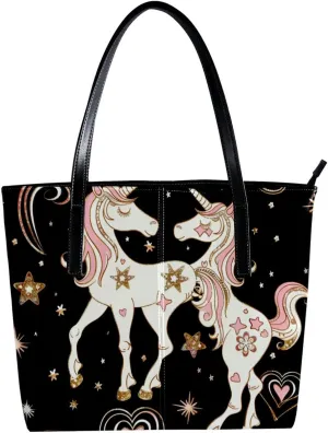 Purses for Women,Tote Bag Aesthetic,Women's Tote Handbags,Unicorn with Black