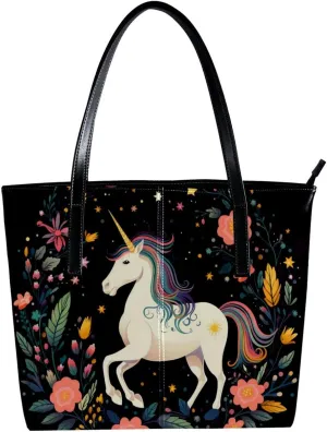 Purses for Women,Tote Bag Aesthetic,Women's Tote Handbags,Unicorns Cloud Moon
