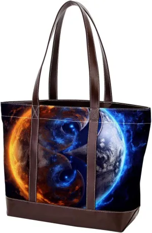 Purses for Women,Tote Bag for Women,Handbags for Women,3D Yin Yang Gossip Moon Earth