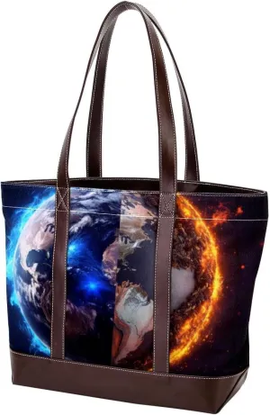 Purses for Women,Tote Bag for Women,Handbags for Women,3D Yin Yang Gossip Moon Earth