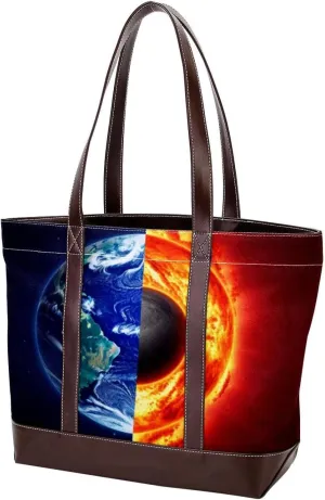 Purses for Women,Tote Bag for Women,Handbags for Women,3D Yin Yang Gossip Sun Earth