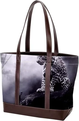 Purses for Women,Tote Bag for Women,Handbags for Women,Black Gray Fog Leopard