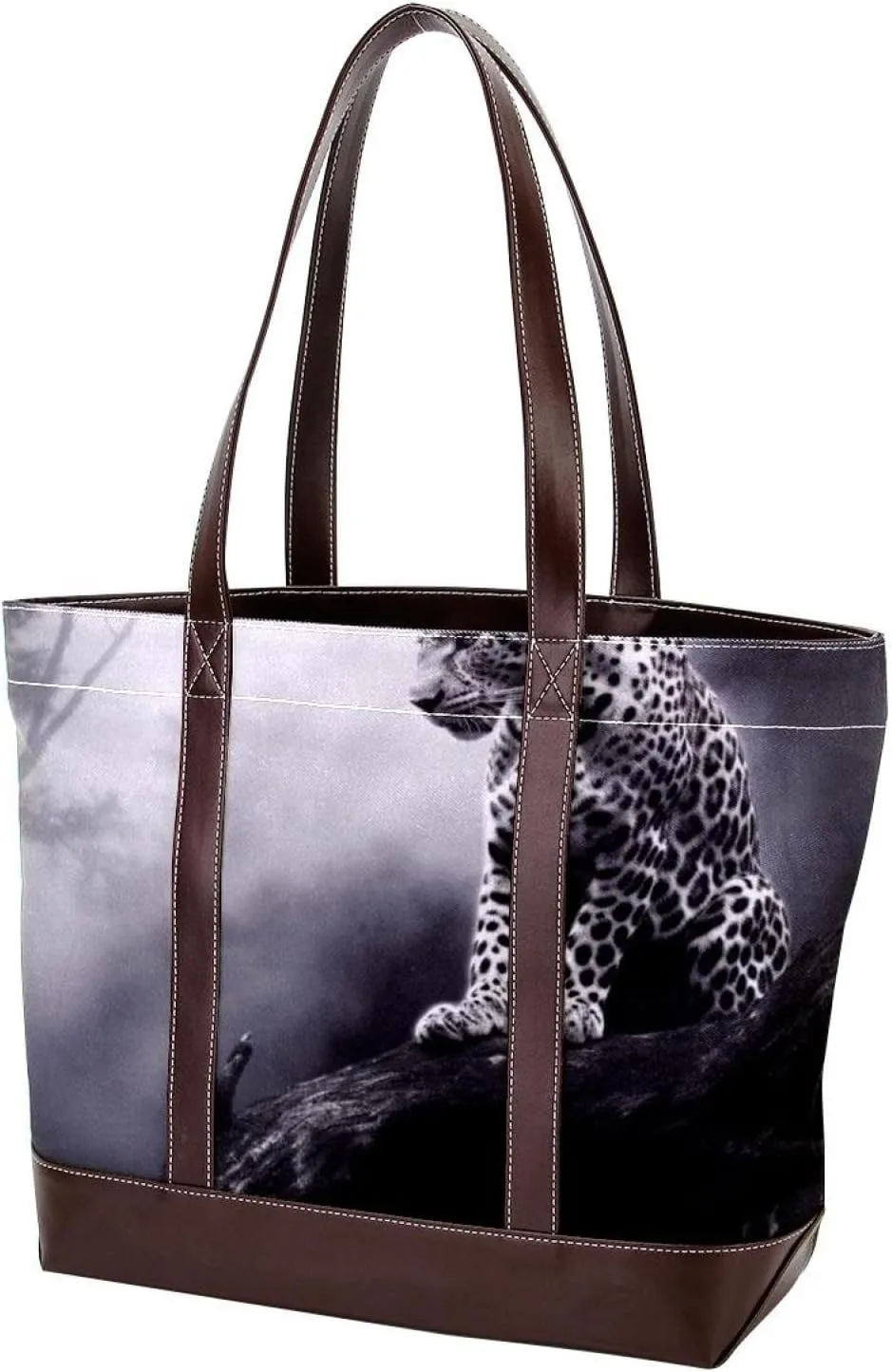 Purses for Women,Tote Bag for Women,Handbags for Women,Black Gray Fog Leopard