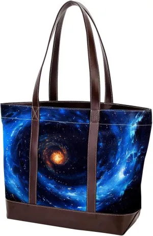 Purses for Women,Tote Bag for Women,Handbags for Women,Blue Vortex Starry Universe Nebula