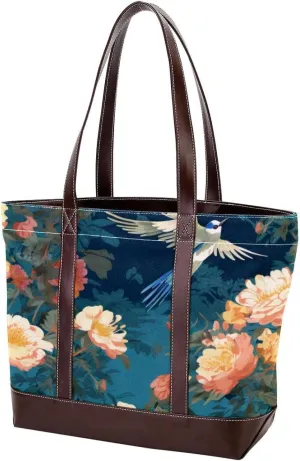 Purses for Women,Tote Bag for Women,Handbags for Women,Chinese Peonies Daisy Crane