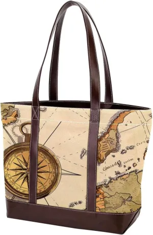 Purses for Women,Tote Bag for Women,Handbags for Women,Compass and Nautical Map