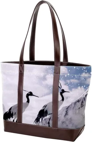 Purses for Women,Tote Bag for Women,Handbags for Women,Crane Bird Blue Sky