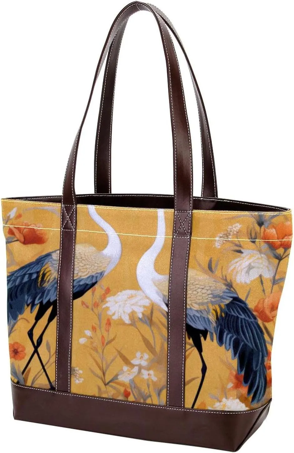 Purses for Women,Tote Bag for Women,Handbags for Women,Flower Plant Leaf Crane