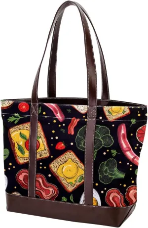 Purses for Women,Tote Bag for Women,Handbags for Women,Food Breakfast