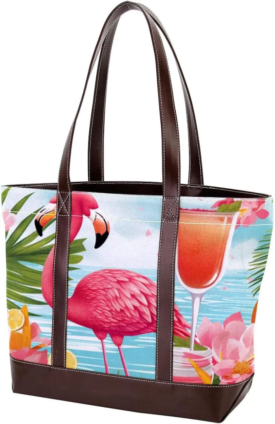 Purses for Women,Tote Bag for Women,Handbags for Women,Tropical Juice Flamingo Party