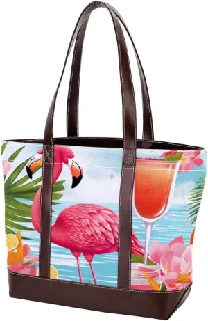 Purses for Women,Tote Bag for Women,Handbags for Women,Tropical Juice Flamingo Party