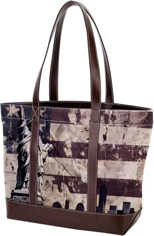 Purses for Women,Tote Bag for Women,Handbags for Women,Vintage American Flag Statue of Liberty