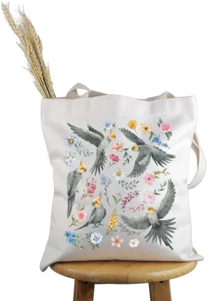 PWHAOO Cockatiel Lover Gift Cockatiel Design Tote Bag Cockatiel Owner Handbag Cockatiel Mom Mama Gift Bird Watching Gift