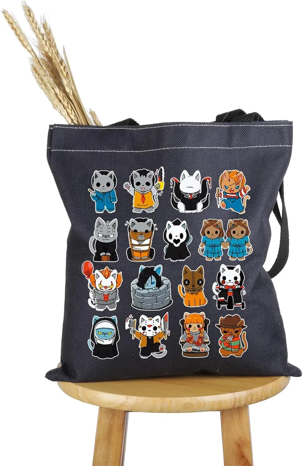 PWHAOO Horror Movie Inspired Gift Cat Horror Tote Bag Horror Fan Handbag Cosplay Merch