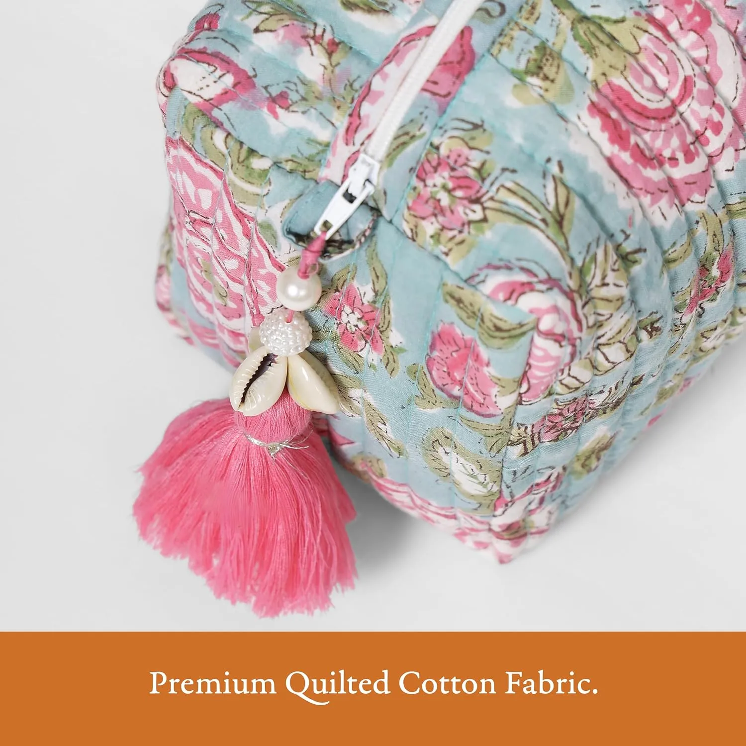 Quilted Floral Makeup Bag Set – Jacobean Dreams Pattern 3 Sizes, Waterproof Lining, Make Up Travel Cosmetic & Toiletry Bags For Traveling Women