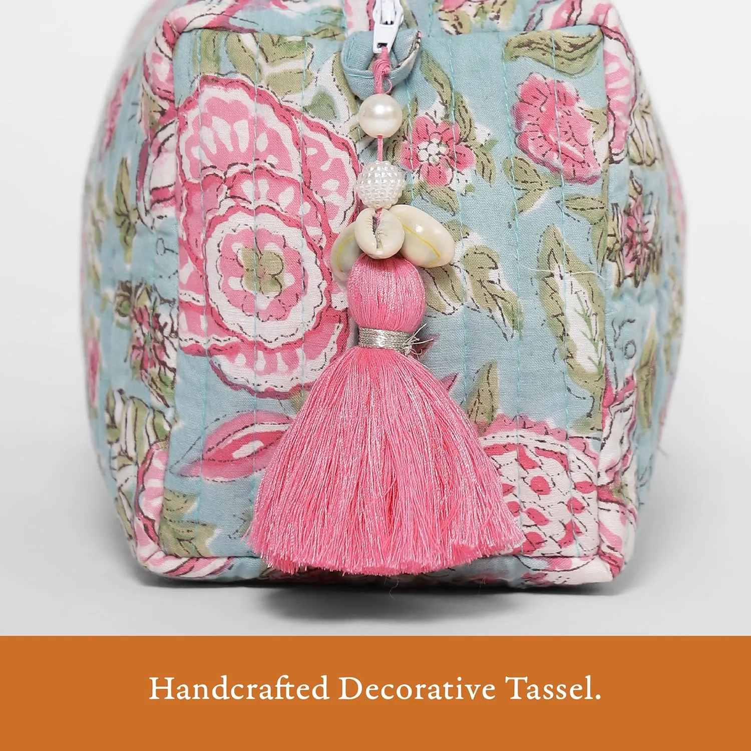 Quilted Floral Makeup Bag Set – Jacobean Dreams Pattern 3 Sizes, Waterproof Lining, Make Up Travel Cosmetic & Toiletry Bags For Traveling Women