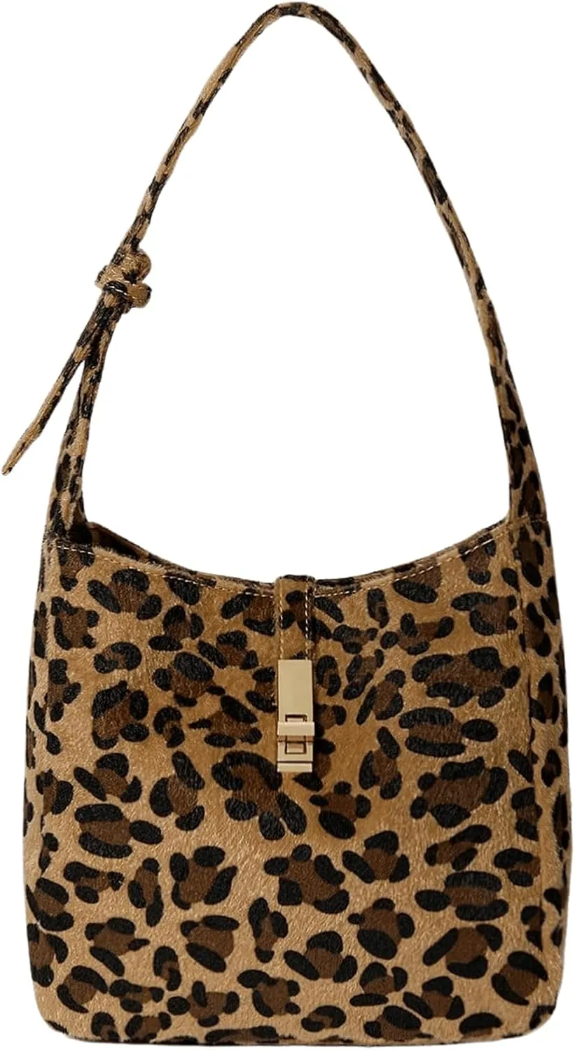 QWINEE Women's Y2K Leopard Print Satchel Handbag Clutch Purse Cheetah Print Underarm Shoulder Bags
