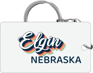 R and R Imports Elgin Nebraska Souvenir Acrylic Keychain 3D Retro Design
