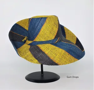 Raffia Curve Brim Hat in Gum Drops Madagascan