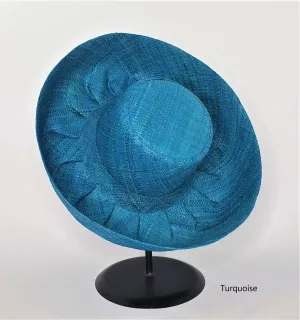 Raffia Curve Brim Hat in Peacock Blue Madagascan