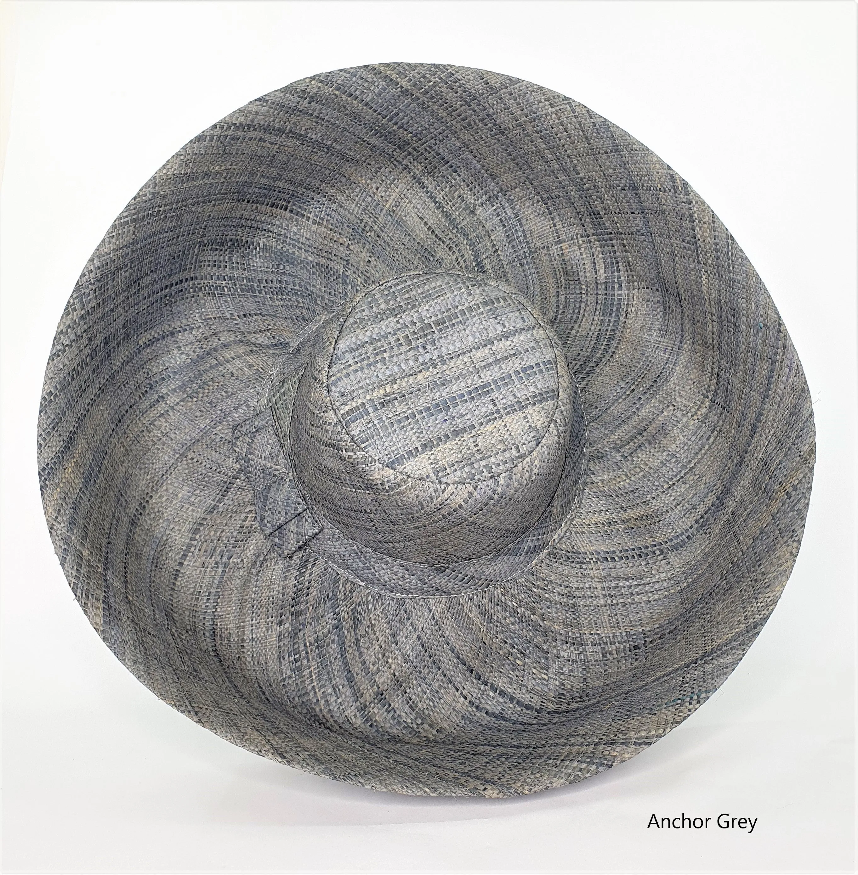 Raffia Curve Brim Hat Large Brim in Anchor Grey Madagascan