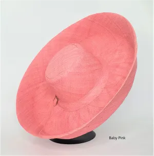 Raffia Curve Brim Hat Large Brim in Baby Pink Madagascan