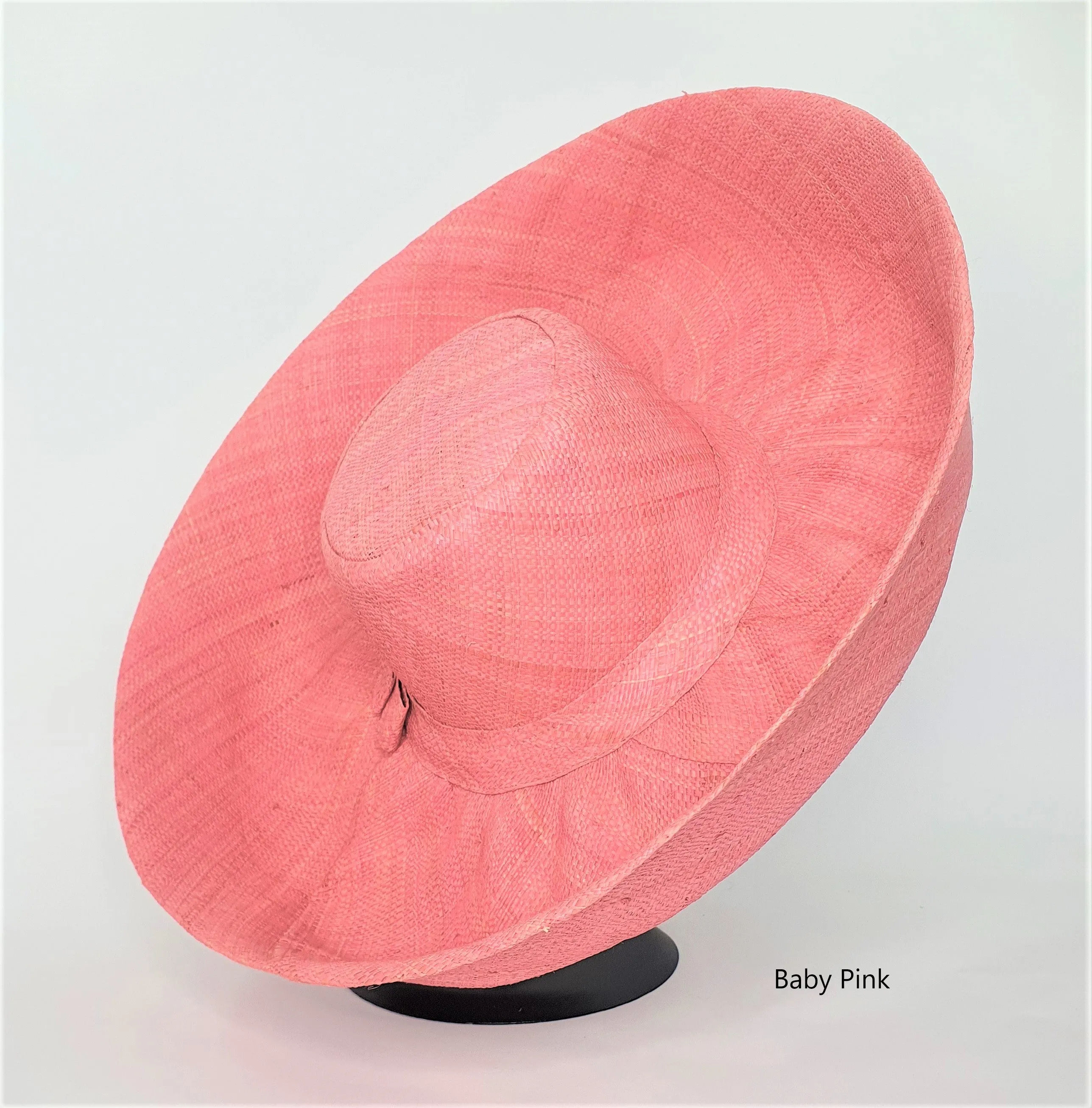 Raffia Curve Brim Hat Large Brim in Baby Pink Madagascan