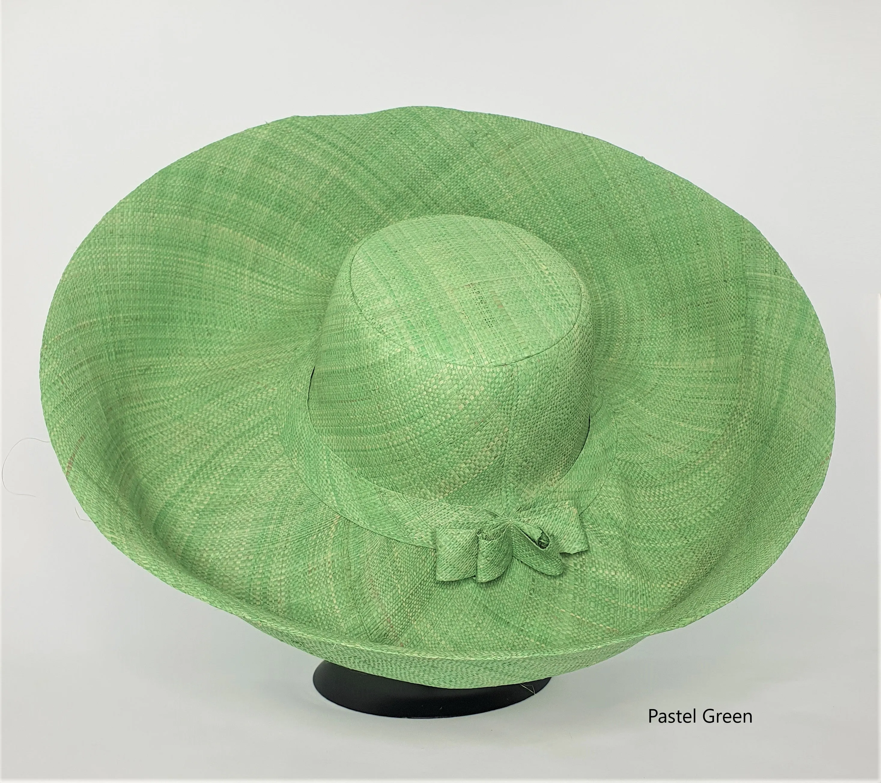 Raffia Curve Brim Hat Large Brim in Pastel Green Madagascan