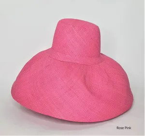 Raffia Curve Brim Hat Large Brim in Rose Pink Madagascan