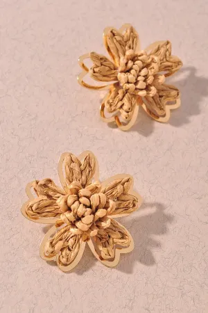 Raffia Flower Stud Earrings