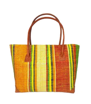 Raffia Striped Handbag Small in Jelly Beans Madagascan