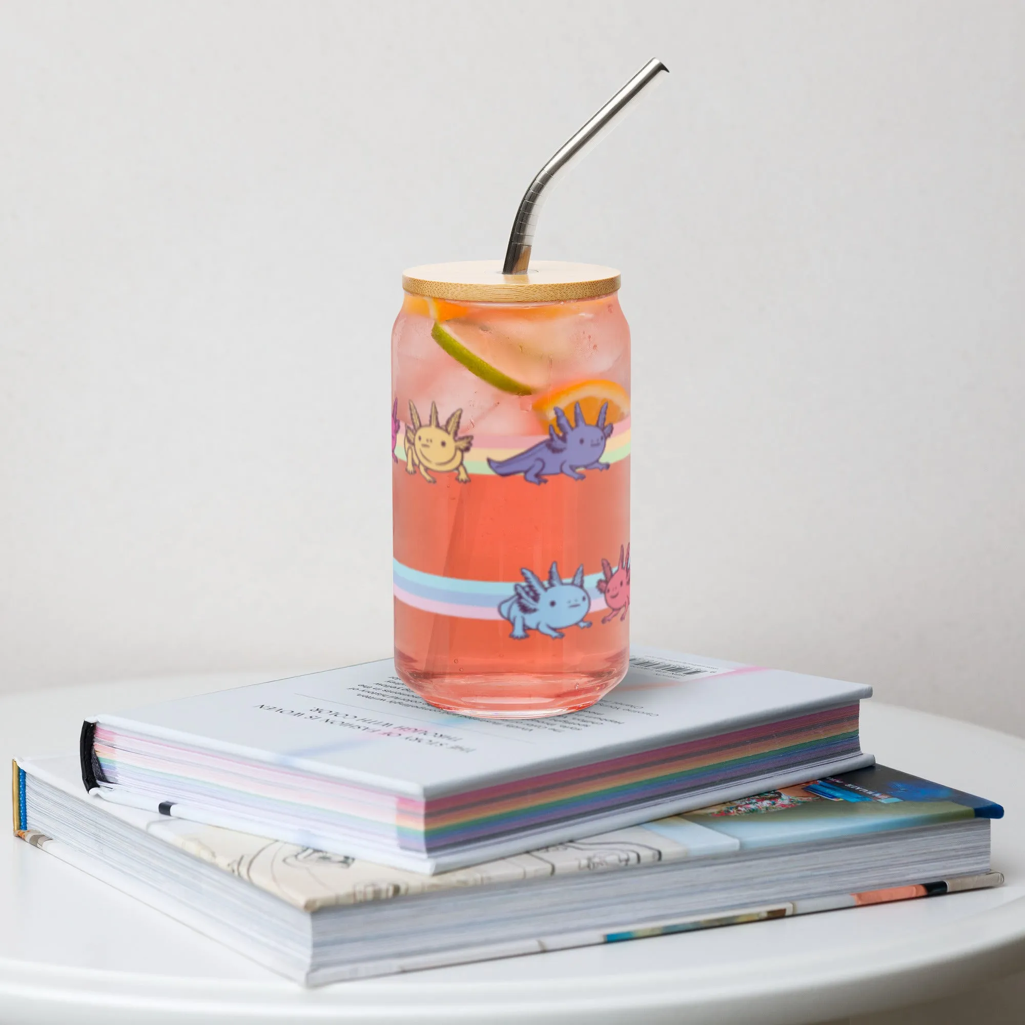 Rainbow-Lined Axolotl | Can-shaped glass