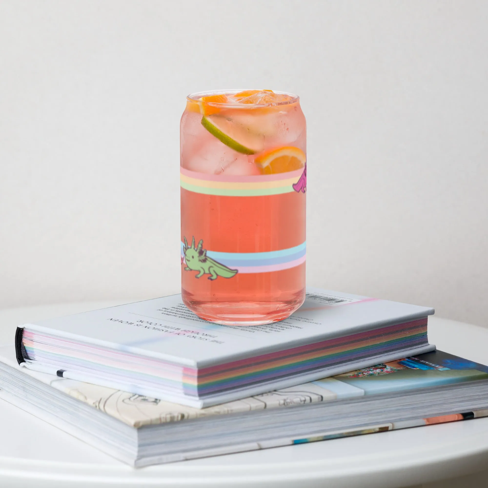Rainbow-Lined Axolotl | Can-shaped glass