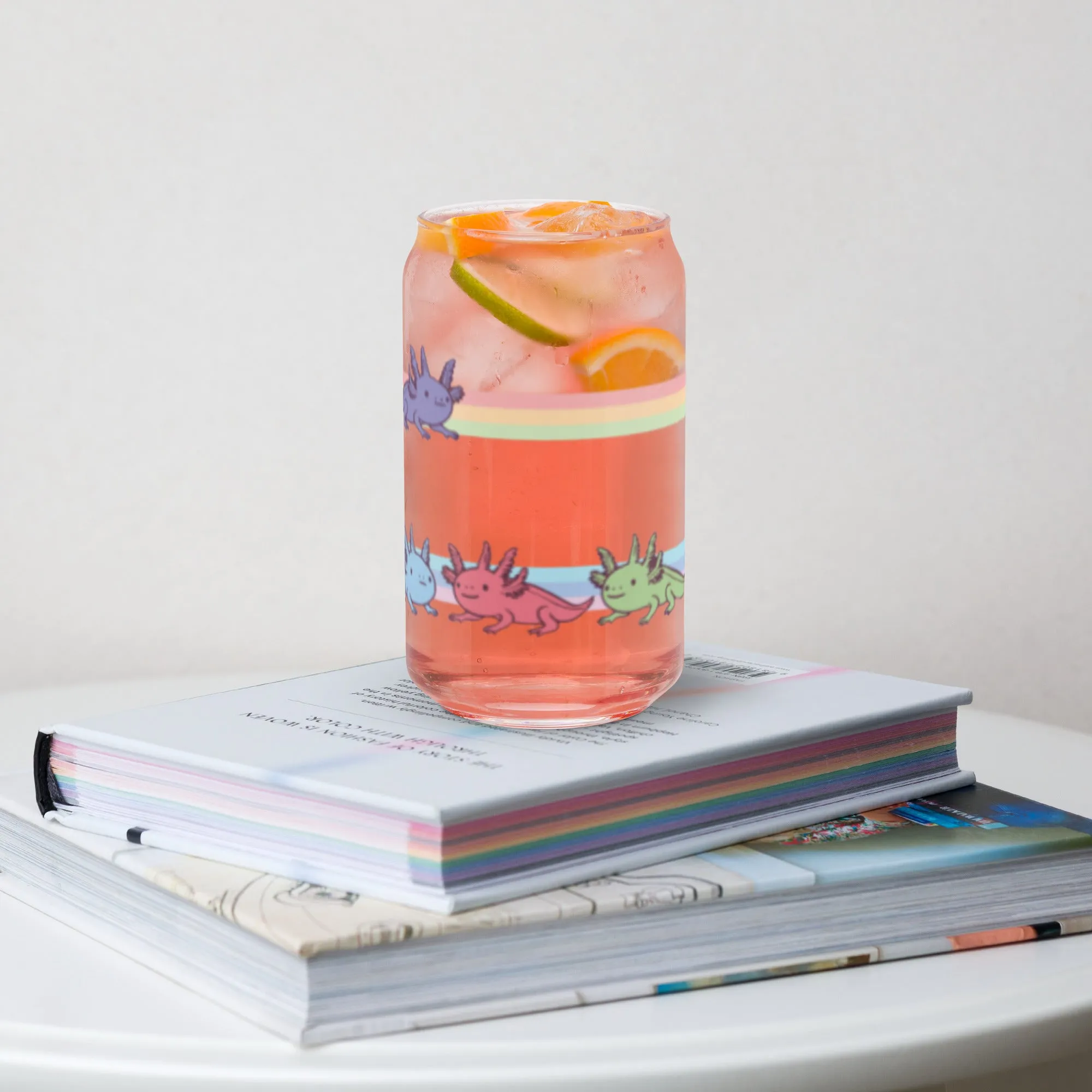 Rainbow-Lined Axolotl | Can-shaped glass