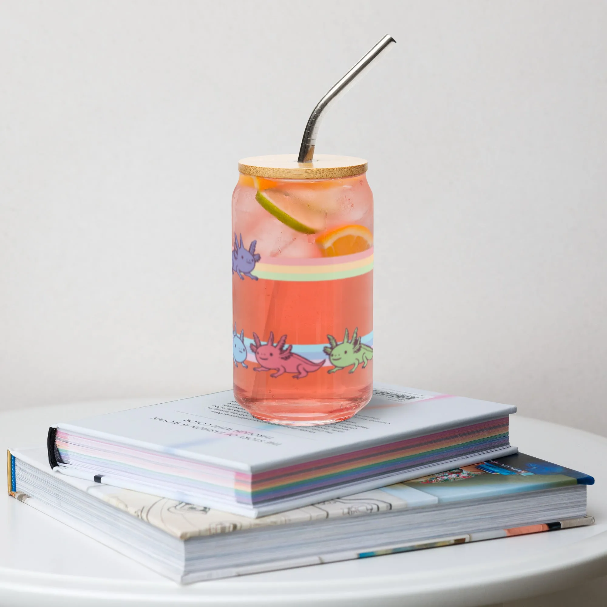 Rainbow-Lined Axolotl | Can-shaped glass