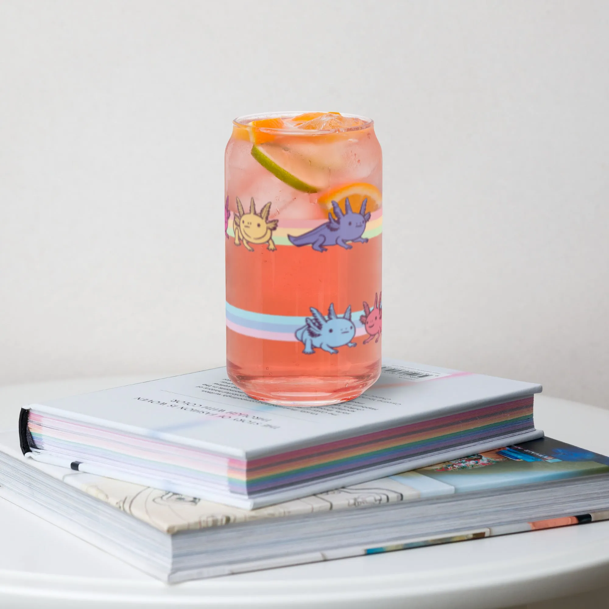 Rainbow-Lined Axolotl | Can-shaped glass