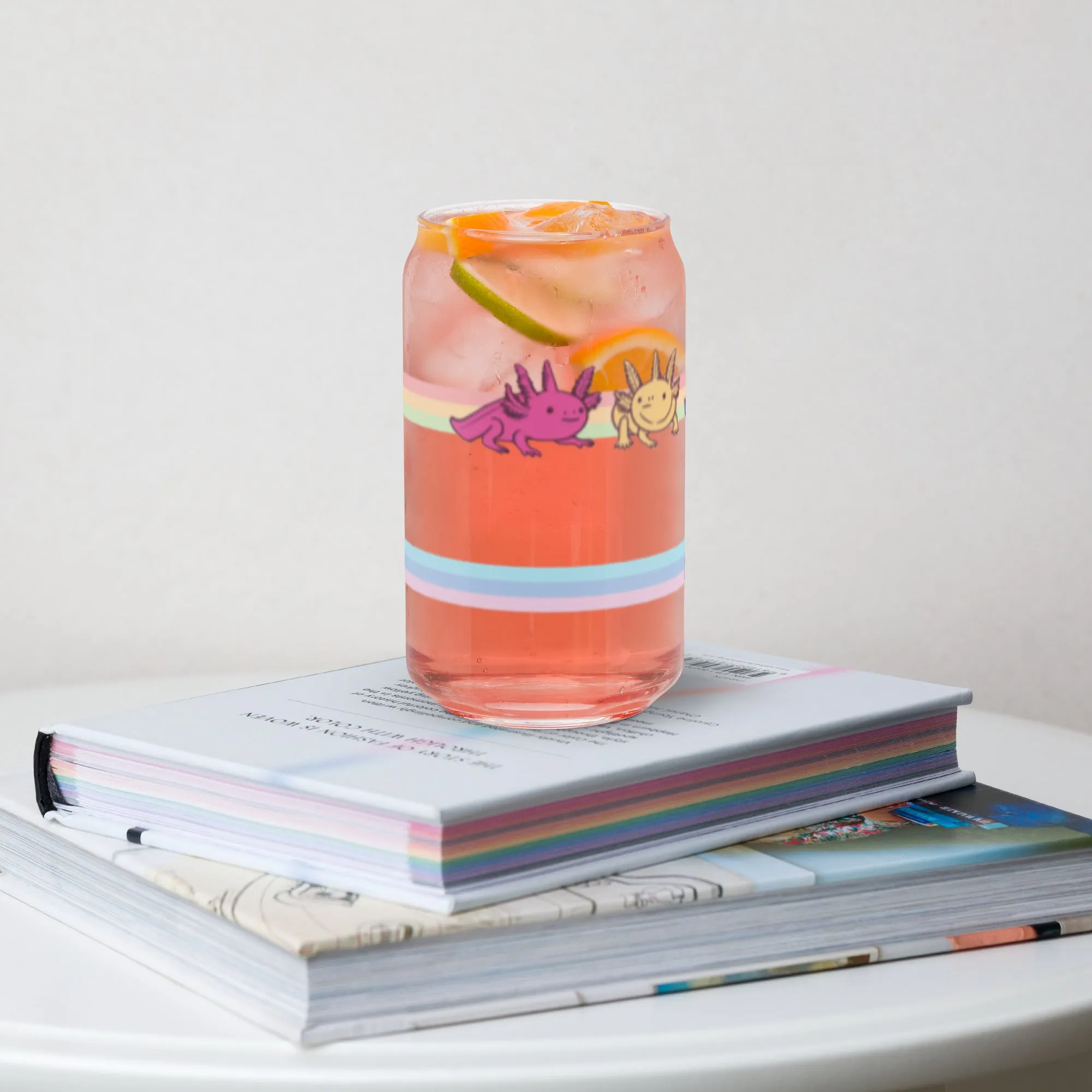 Rainbow-Lined Axolotl | Can-shaped glass