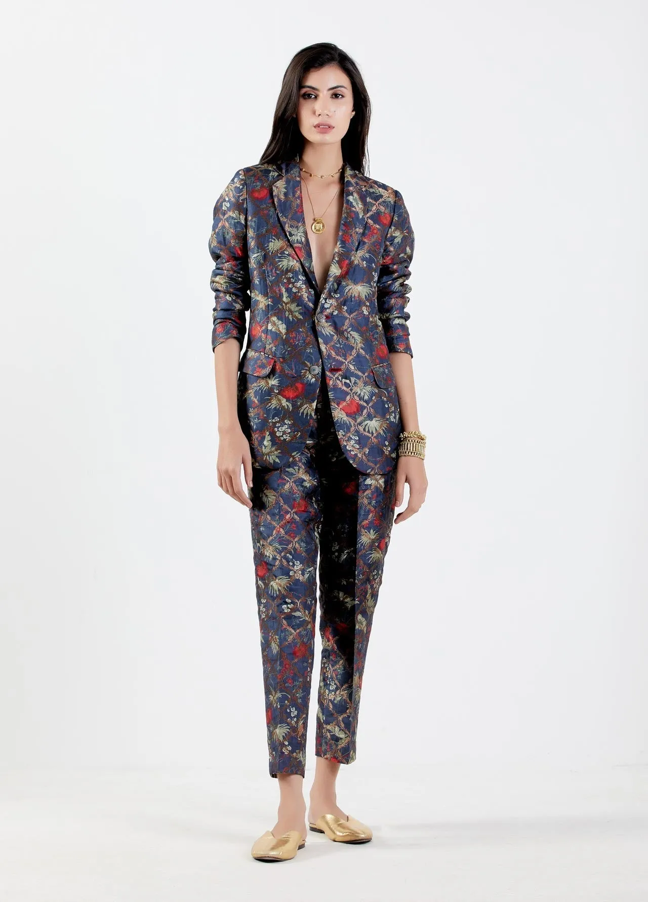Rana Blazer Silk Brocade Berry
