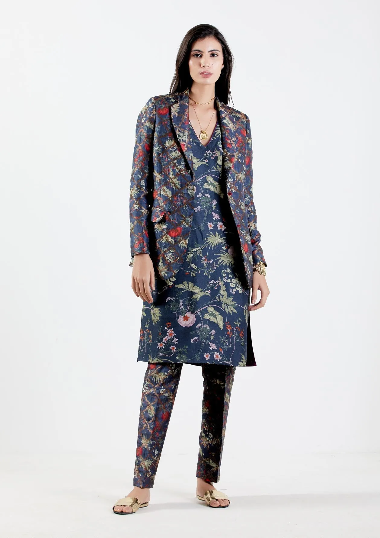 Rana Blazer Silk Brocade Berry