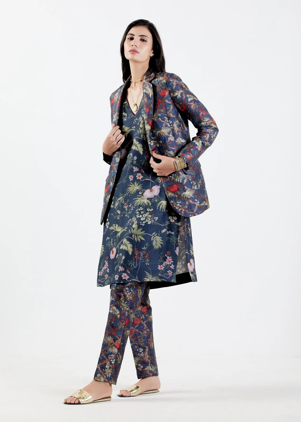 Rana Blazer Silk Brocade Berry
