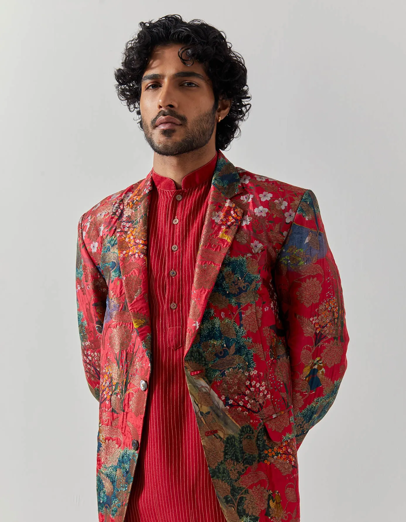 Rana Blazer Silk Brocade Fuchsia Golfer