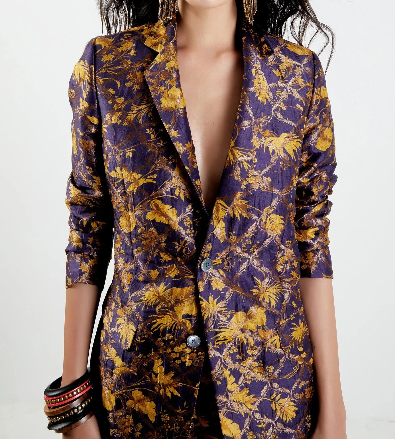 Rana Blazer Silk Brocade Gold